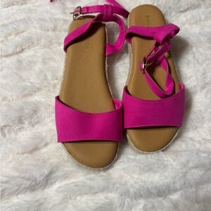 BAMBOO Pink Sandals with Wide Straps and Ankle Buckle